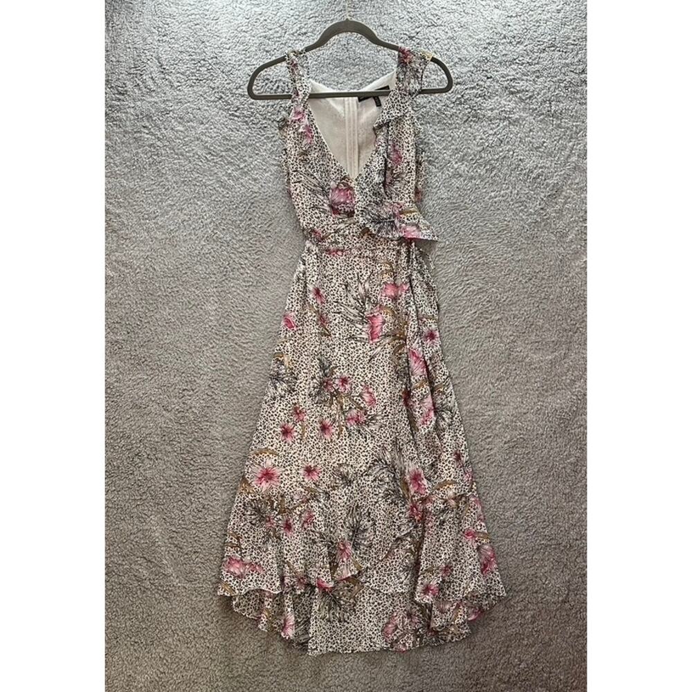 White House Black Market Size 0 Maxi Dress Floral‎ Animal Print Flowy Party